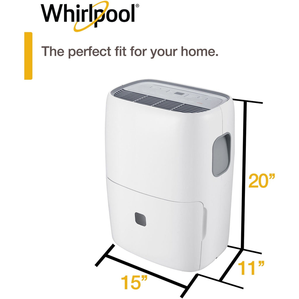 Whirlpool 20 Pt. 1,500 Sq. ft. Dehumidifier in White - Automatic Shut-off, Bucket Full Indicator