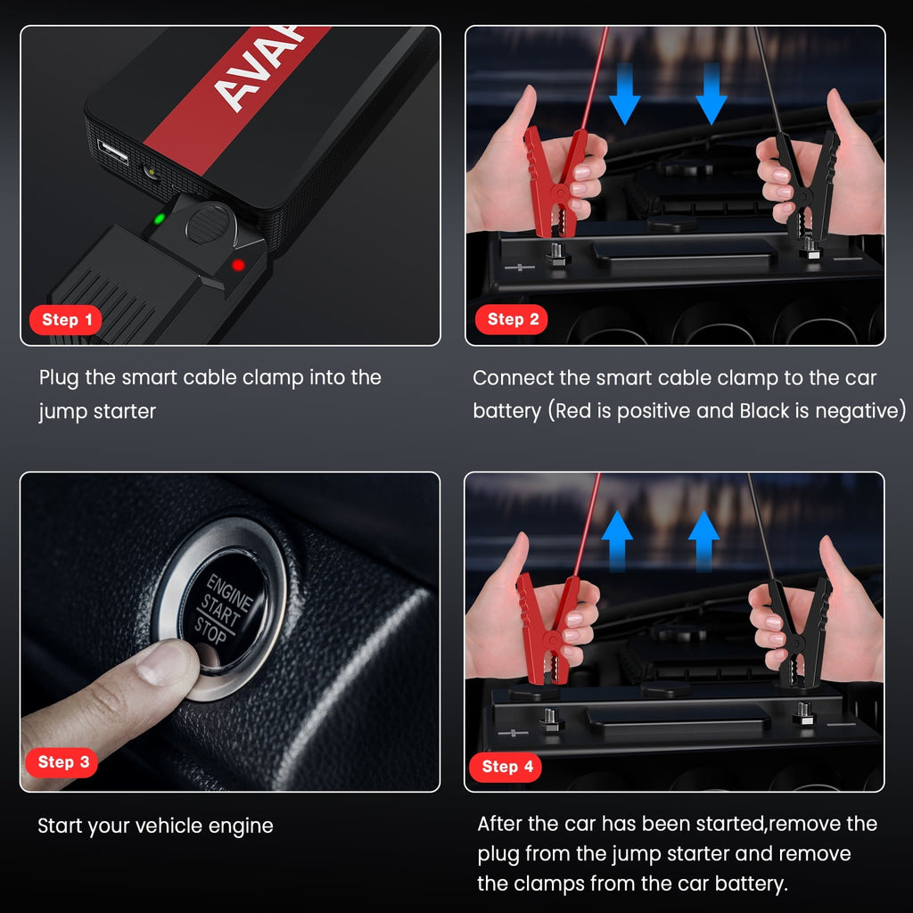 AVAPOW Car Jump Starter - 1000A Peak 12V Battery Jump Starter (up to 7.0L Gas) Booster Pack - Power Bank with Built-in LED Light
