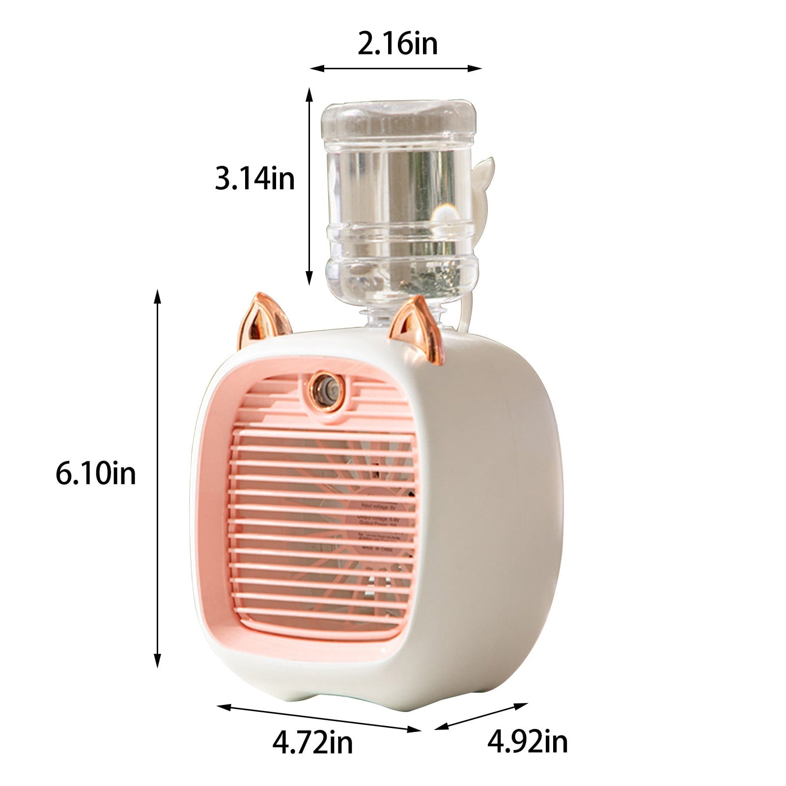 SDJMa Cute Cat Style Portable Air Conditioner, 250ml Evaporative Air Cooler Fan with 3 Speeds & Spray Function, USB Rechargeable Personal Mini Desk Fan for Room Office Camping