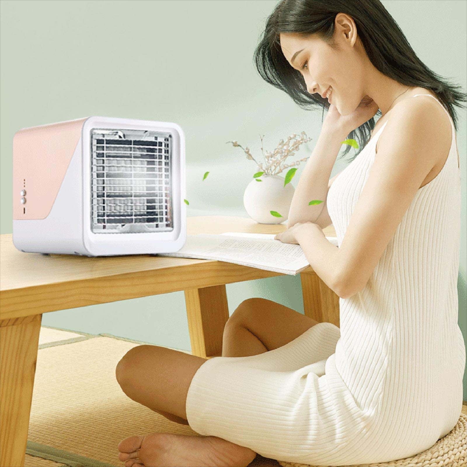 Yyeselk 6.7"Mini Air ConditionerUSB Powered Personal Air Cooler, 3-Speed Evaporative Air Cooler with Humidifier, Small Air Conditioner Portable for Room/Camping/Car/Office/Desk