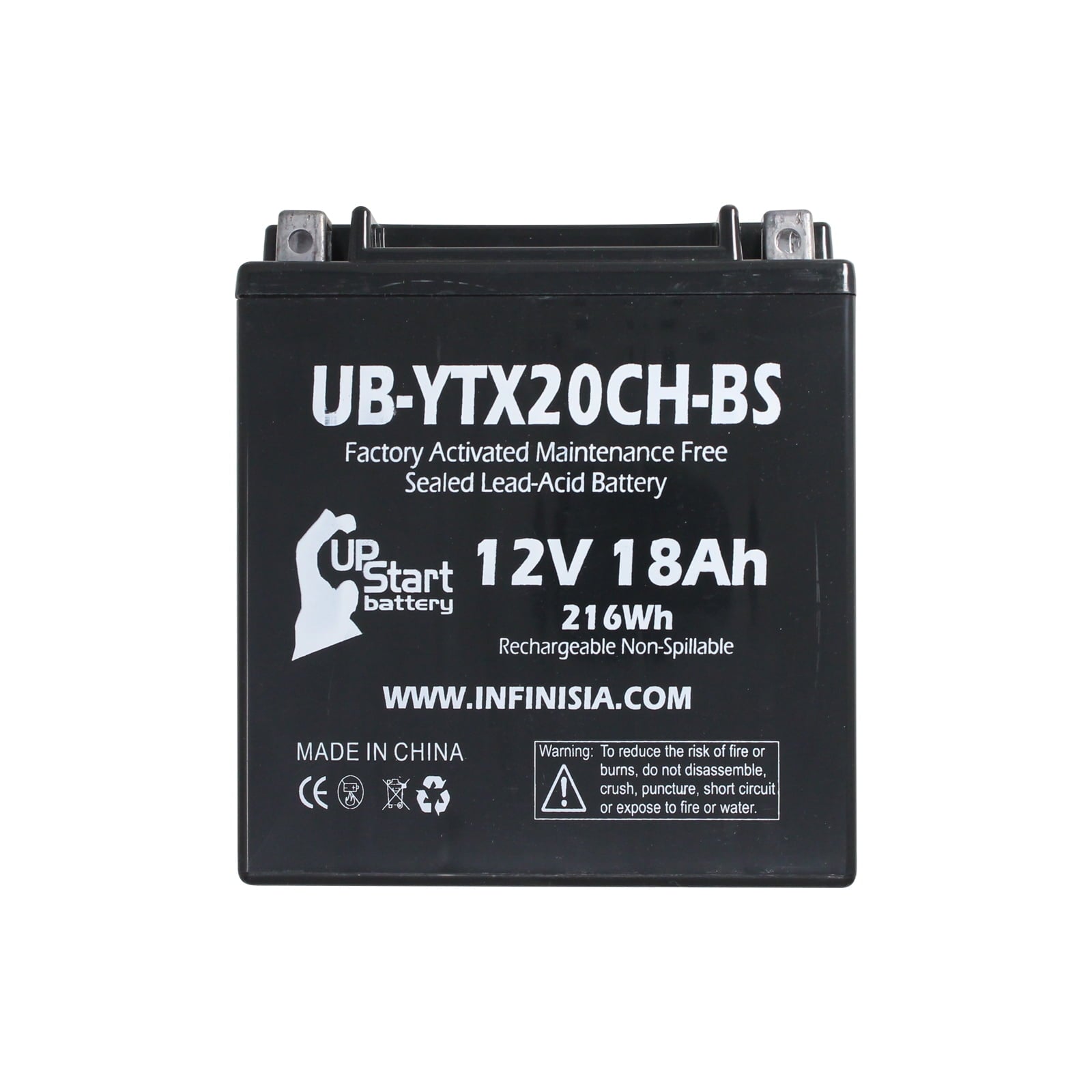 UB-YTX20CH-BS Battery Replacement for 2011 Suzuki LT-A750X King Quad 750 CC ATV - Factory Activated, Maintenance Free, Motorcycle Battery - 12V, 18AH, UpStart Battery Brand