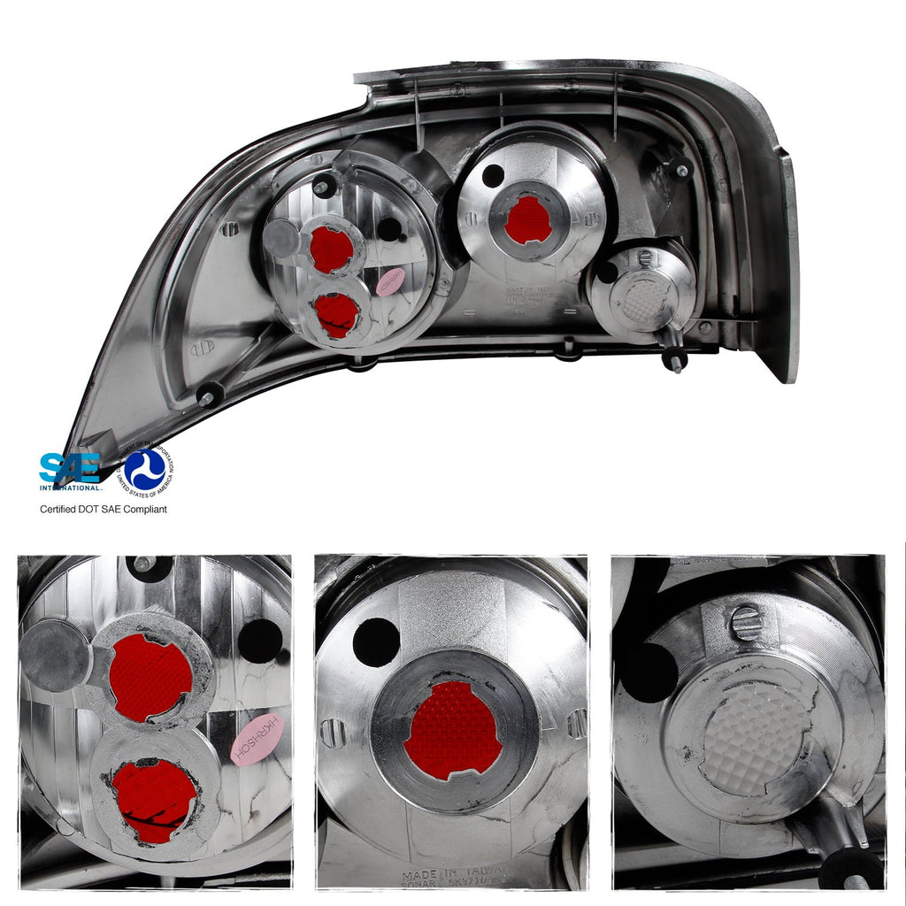 Fits 96-98 Ford Mustang Sport Coupe Black Tail Brake Lights Lamp Pair Left+Right