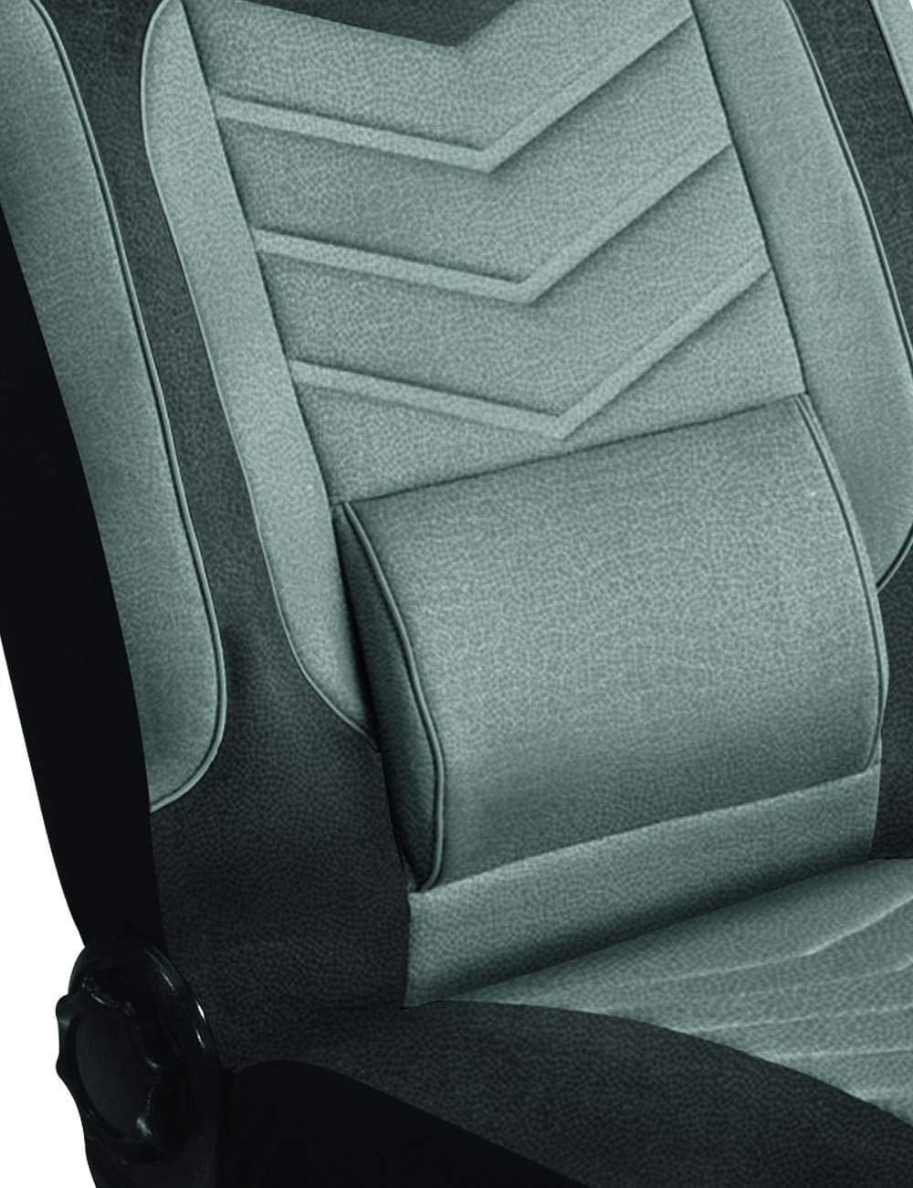 Grandeur Gray Car Seat Cover Set, Car Seat Protector, Interior Car Accessories, Front and Bench Seat Covers, Washable, Fabric, Spill Protectant, Stain Protectant, Easy Installation (Gray)