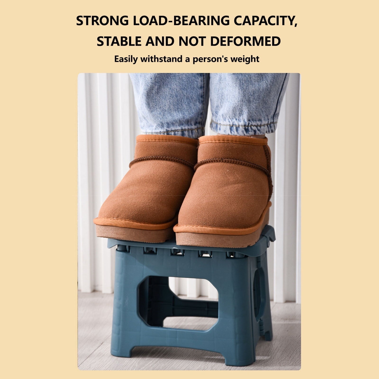 WHLBF Folding Stool Outdoor Portable Heavy Duty Plastic Non-Slip Chair for Camping Hiking Fishing BBQ Foldable Step Stool Collapsible Stool