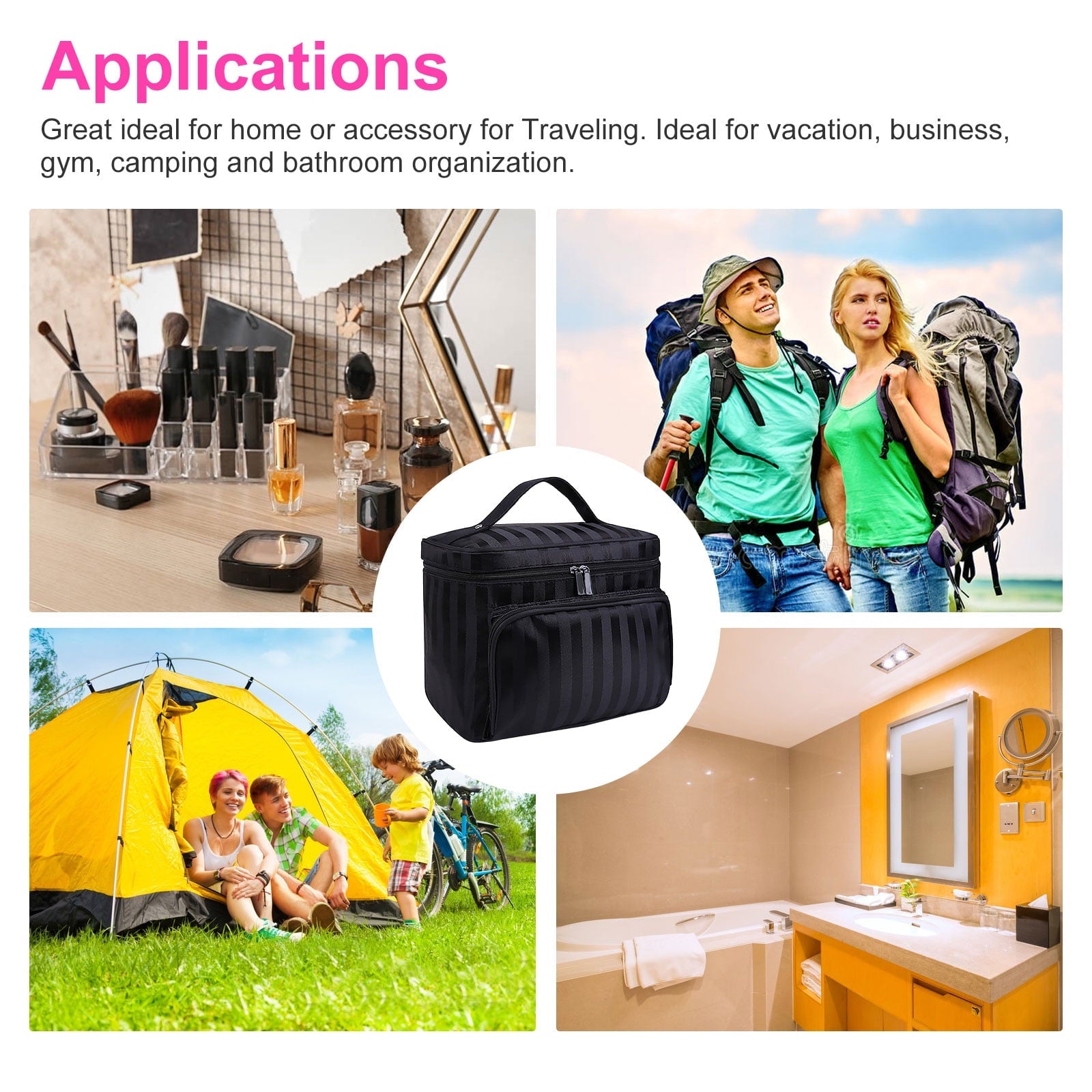EEEkit Portable Makeup Travel Case, Waterproof Toiletry Storage Bag with Mirror for Women