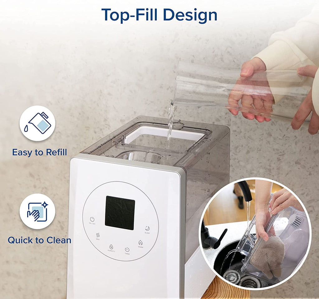 Levoit Smart Warm and Cool Mist Humidifier for Room, 6L Top Fill Air Vaporizer for Large Rooms, LV600s, White