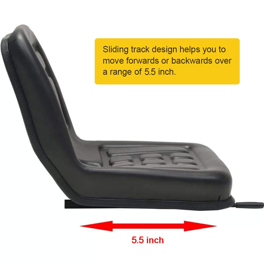 TFCFL Tractor Seat,Universal Seat with Sliding Track and Drain,for Tractors and Forklifts(Black,pu leather)