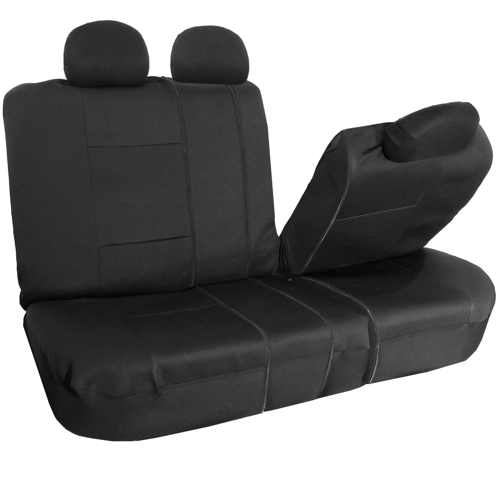FH Group Neoprene 3 Row Car Seat Covers For SUV VAN TRUCK, Airbag Compatible Split Bench 8 Seaters, Black