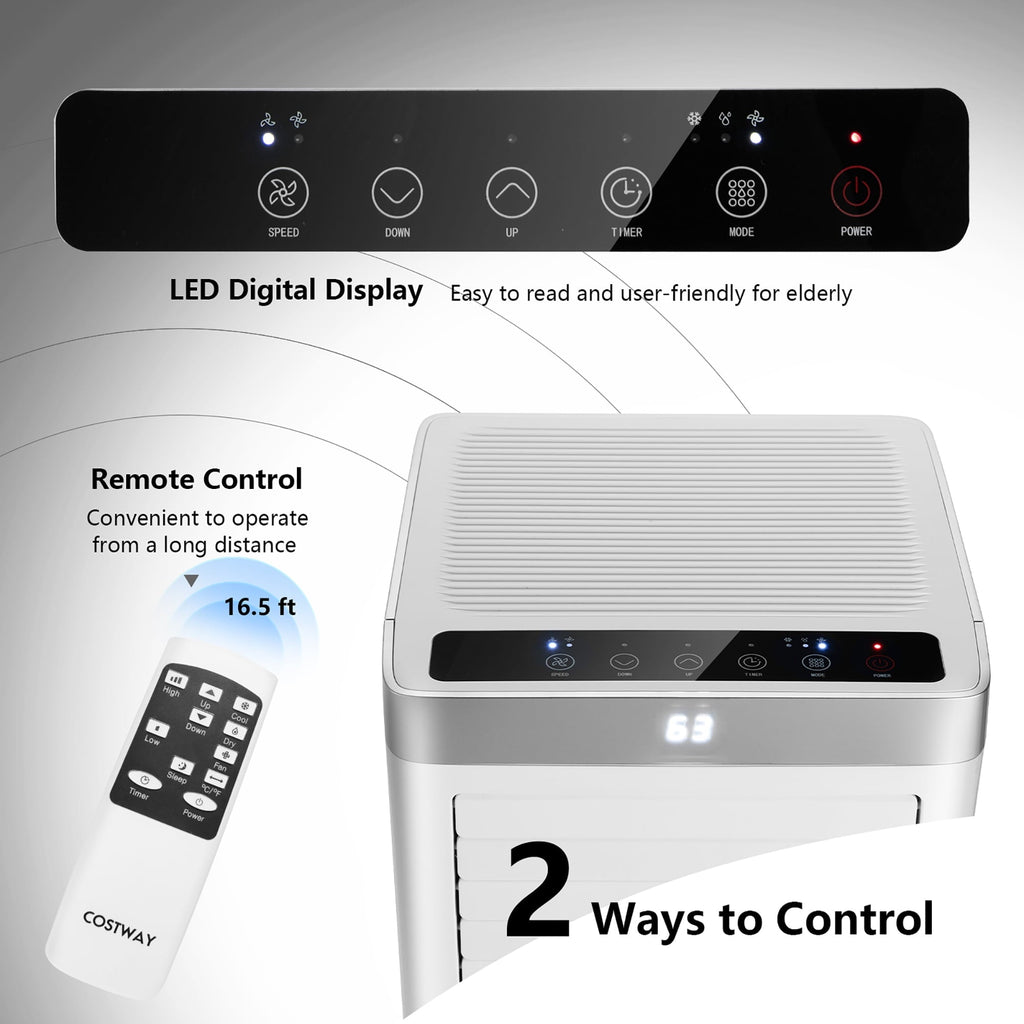 Costway 5000 BTU (8000 BTU ASHRAE) Portable Air Conditioner 3-in-1 Air Cooler with Remote Control