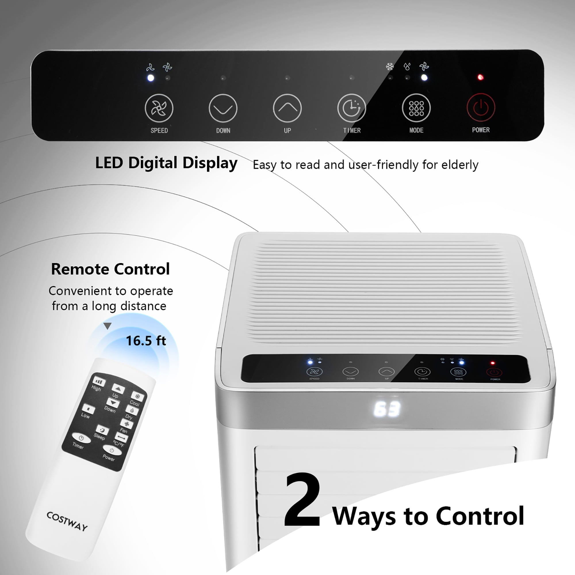 Costway 5000 BTU (8000 BTU ASHRAE) Portable Air Conditioner 3-in-1 Air Cooler with Remote Control