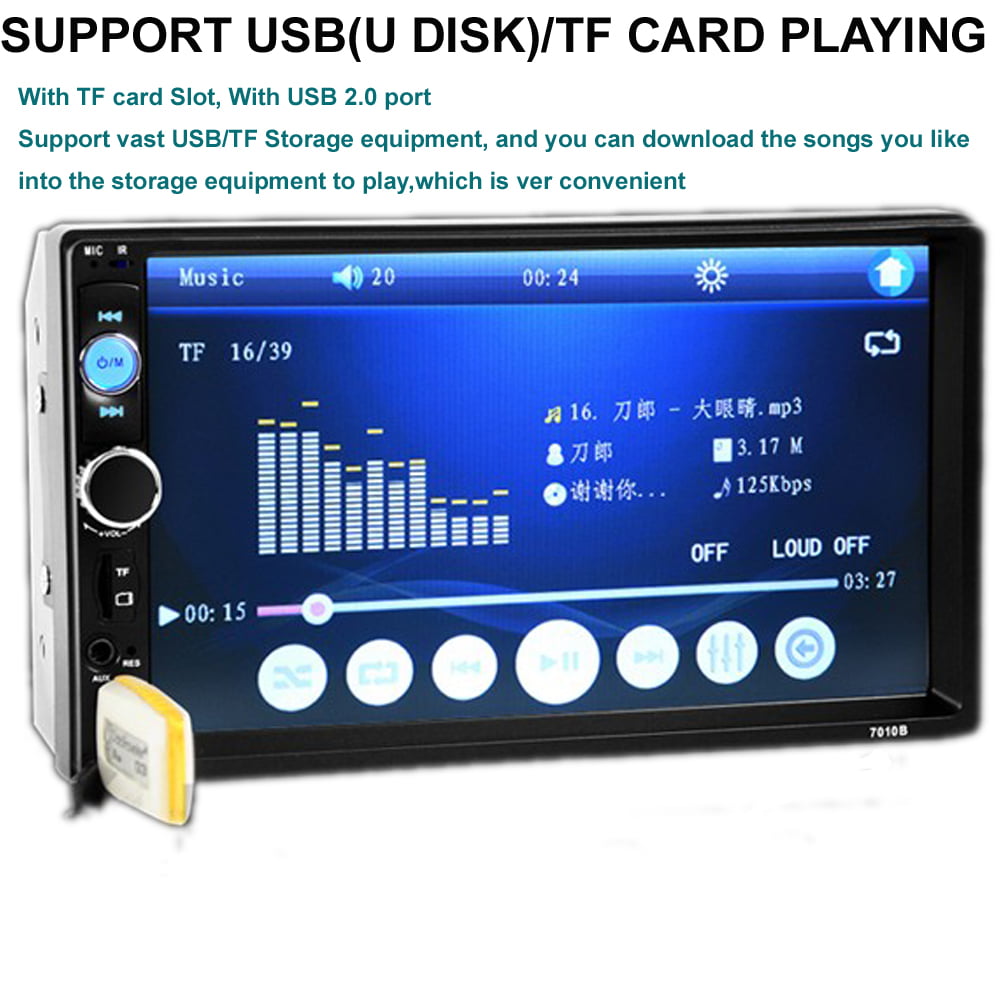 Polarlander Car Radio Stereo double DIN 7" Audio Receiver Touch Screen Bluetooth FM, MP5 Player USB/SD/AUX Hands Free Calling