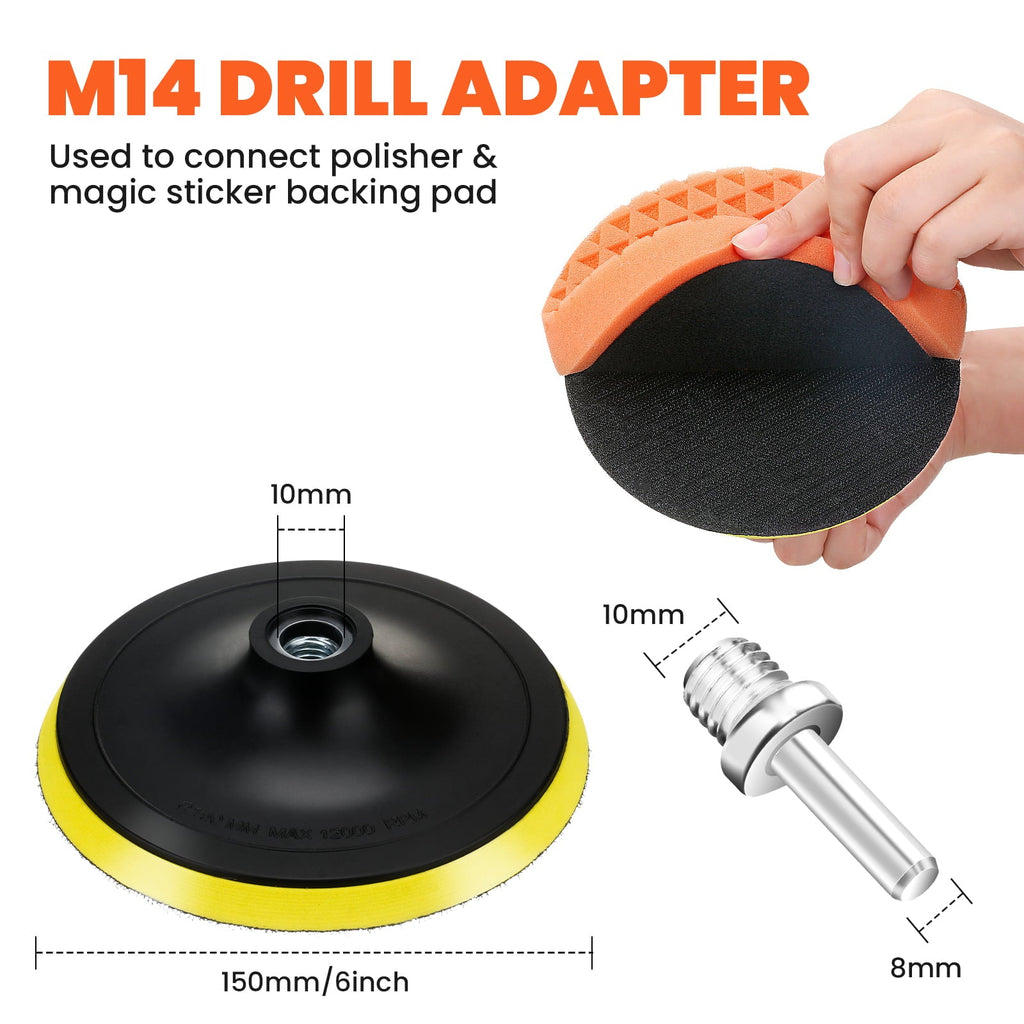 Buffing Polishing Pads, MATCC 8PCS 6 Inch Buffing Pads Kit, M14 Drill with Polishing Pads Kit for Car Buffer Polisher Compounding, Polishing and Waxing