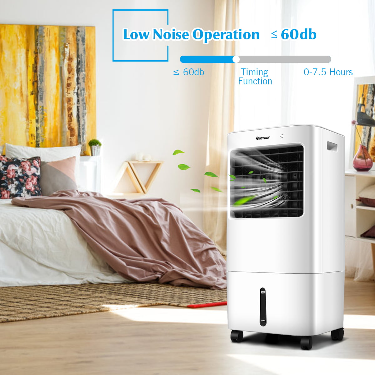 Costway Evaporative Portable Air Cooler Fan & Humidifier w/ Remote Control 7.5 Timer
