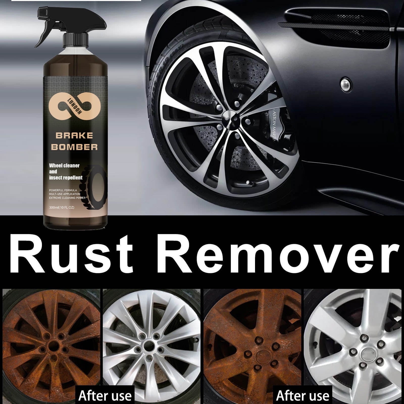 Stealth Garage Brake Bomber: 300ML Non-Acid Wheel Cleaner, Perfect for Cleaning Wheels and Tires, Rim Cleaner & Brake Dust Remover, Safe on Alloy, Chrome, and Painted Wheels.