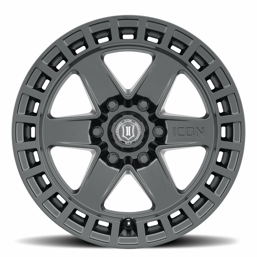 ICON ALLOYS RAIDER SAT BLK - 17 X 8.5 / 6 X 120 / 0 MM / 4.75" BS Fits select: 2015-2022 CHEVROLET COLORADO, 2015-2022 GMC CANYON
