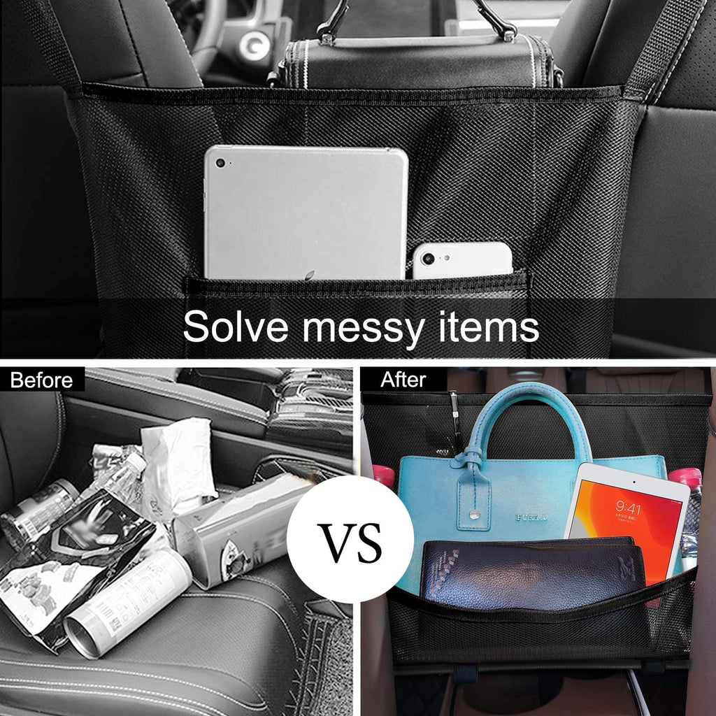 Homelove Car Net Pocket Handbag Holder,Car Backseat Organizer,Car Mesh Organizer,Seat Storage Net Bag,Seat Back Net Bag for Purse,Handbag,Phone and Documents Storage,Driver Storage Netting Pouch Black