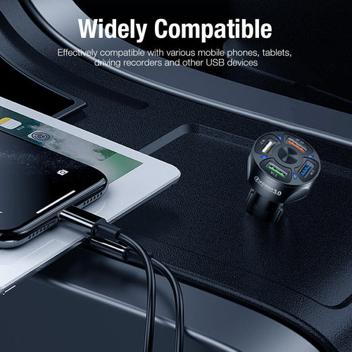 4 Port USB Fast Car Charger Cigarette Lighter Socket for Samsung Android iPhone Cell Phone Mobile