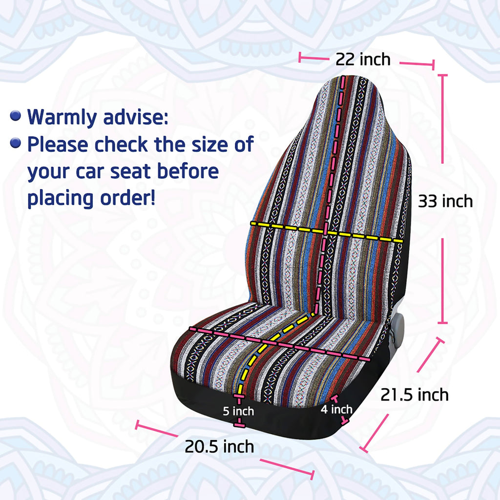 Unique Bargains Universal Seat Cover Baja Blanket Ethnic Style Bucket Multicolor for SUV Automotive