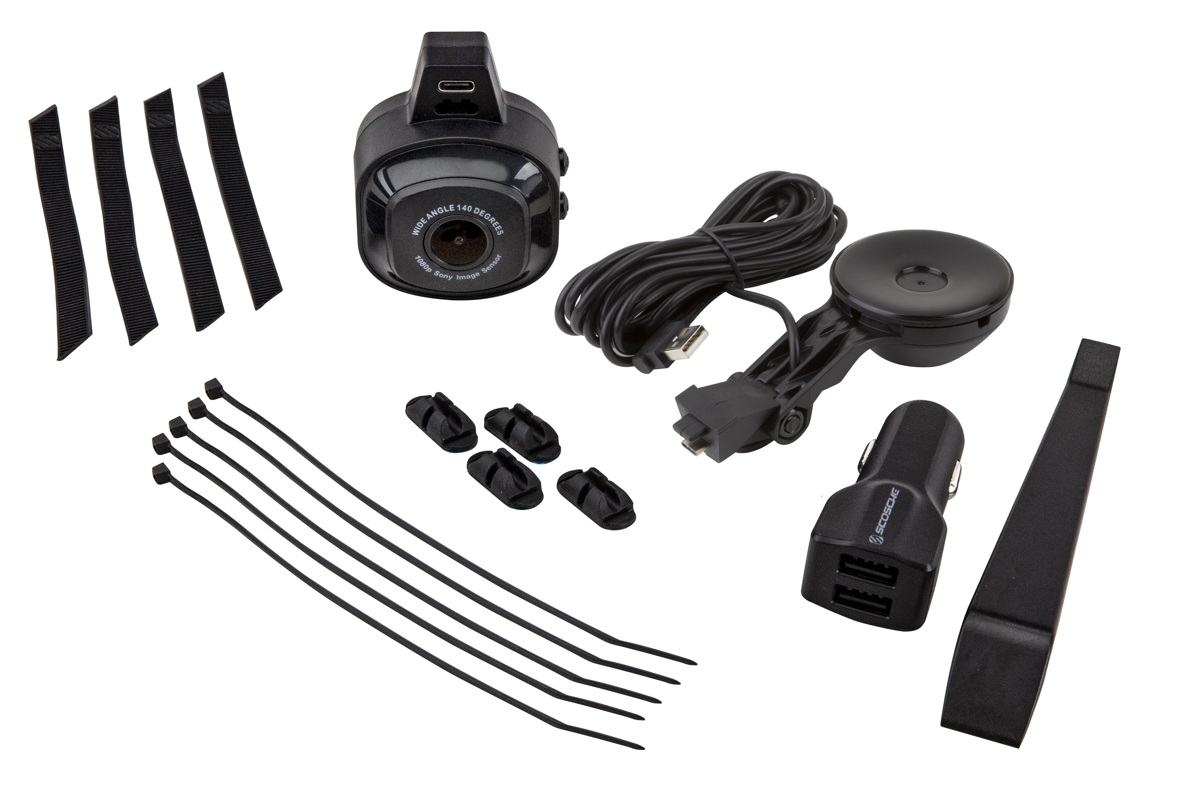 Scosche NEXC11032W-SP1 Full HD Smart Windshield Mount Car Dash Cam Powered by Nexar Black