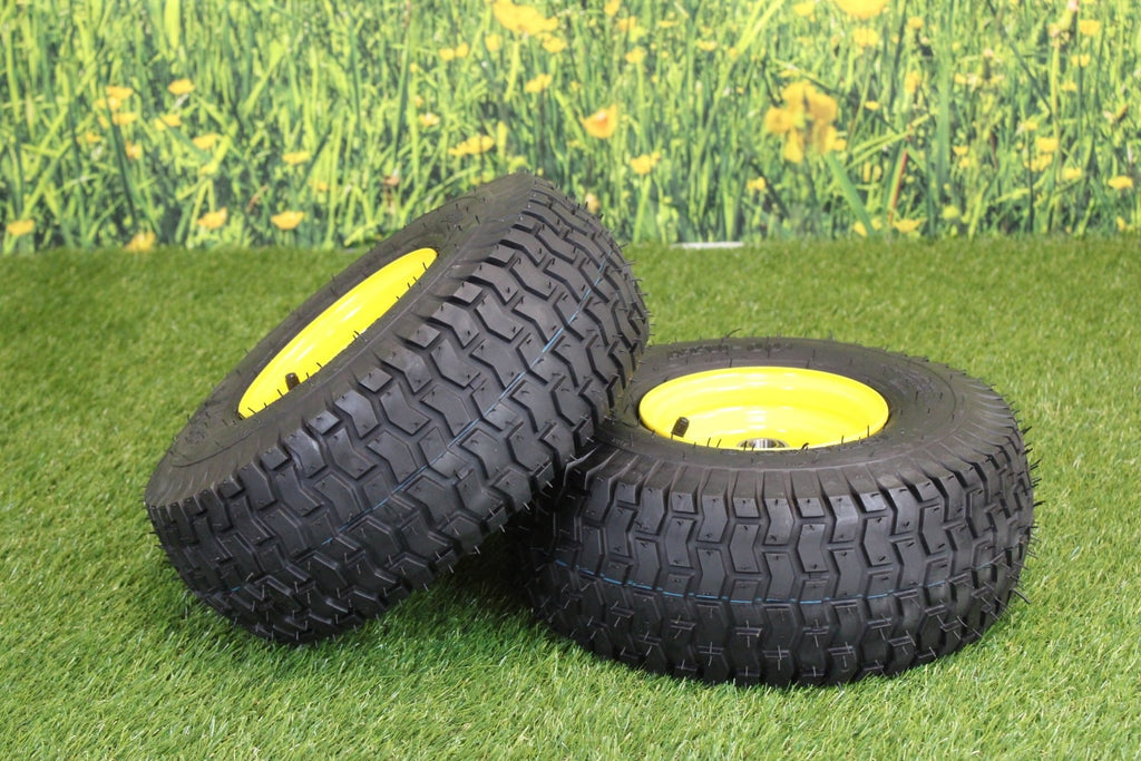 Antego Tire and Wheel 15x6.00-6 Tires & Wheels 4 Ply for Lawn & Garden Mower Turf Tires .75" Bearing (SET OF 2)