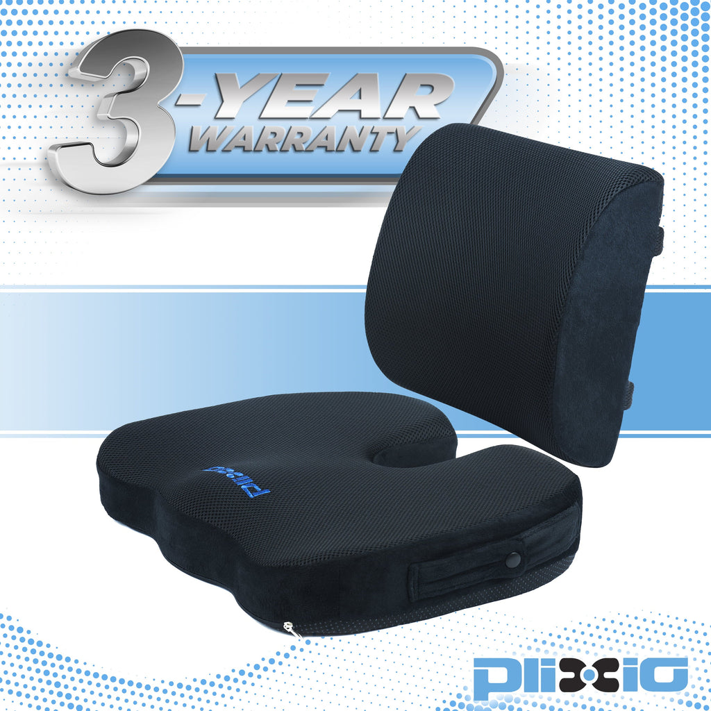 Aptoco Pain Relief and Comfort Premium Memory Foam Lumbar Back Support Pillow and Seat Cushion Set for Office Chairs and Car Seats, Suits Alleviates Sciatica, Coccyx, Back, and Tailbone Pain