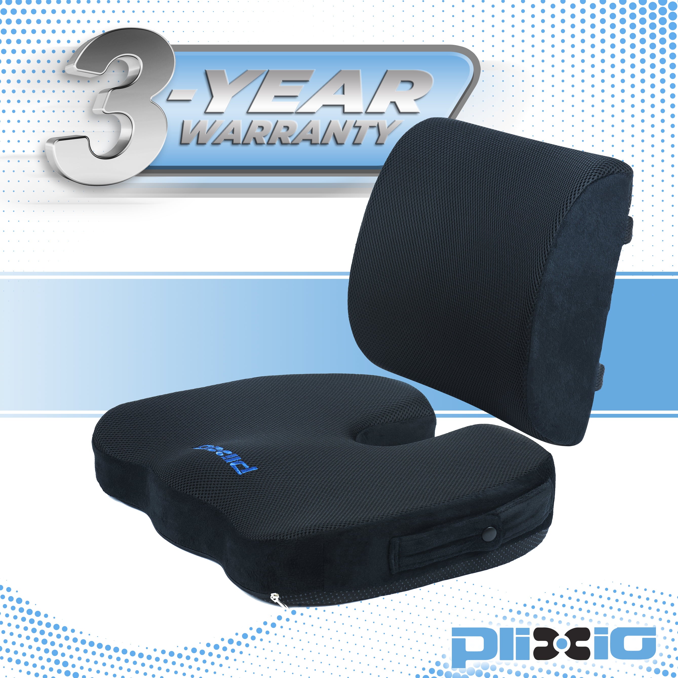 Aptoco Pain Relief and Comfort Premium Memory Foam Lumbar Back Support Pillow and Seat Cushion Set for Office Chairs and Car Seats, Suits Alleviates Sciatica, Coccyx, Back, and Tailbone Pain