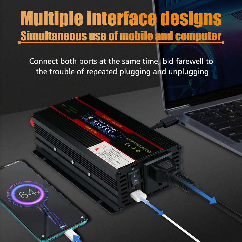 DFITO Power Inverter 6000W Modified Sine Wave Inverter DC 12V to AC 110V Car Converter for Car RV Truck Boat Travel Camping