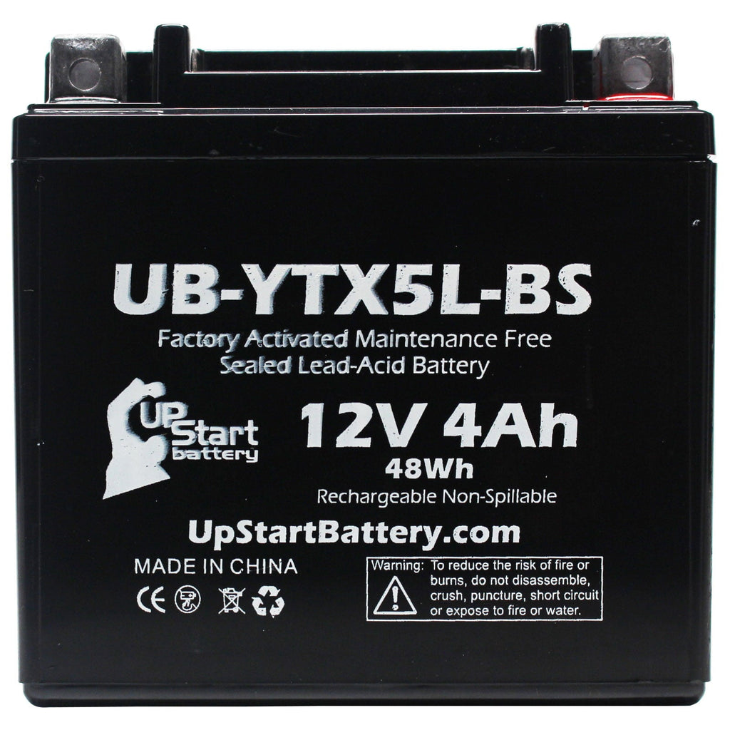 Replacement 2008 Yamaha YW50A Zuma 50CC Factory Activated, Maintenance Free, Scooter Battery - 12V, 4Ah, UB-YTX5L-BS