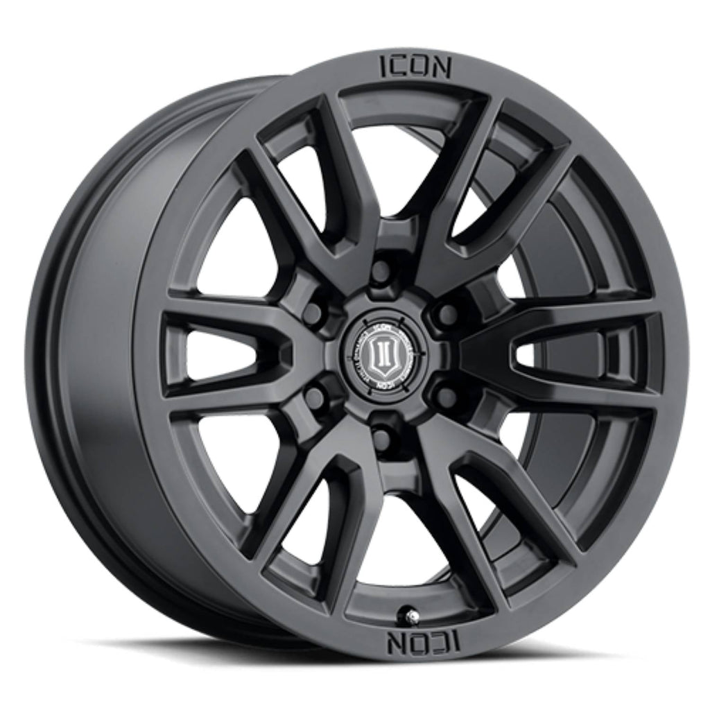 17x8.5 Icon Alloys Vector 6 Satin Black Wheel 6x120 (0mm) Fits select: 2015-2022 CHEVROLET COLORADO, 2015-2022 GMC CANYON