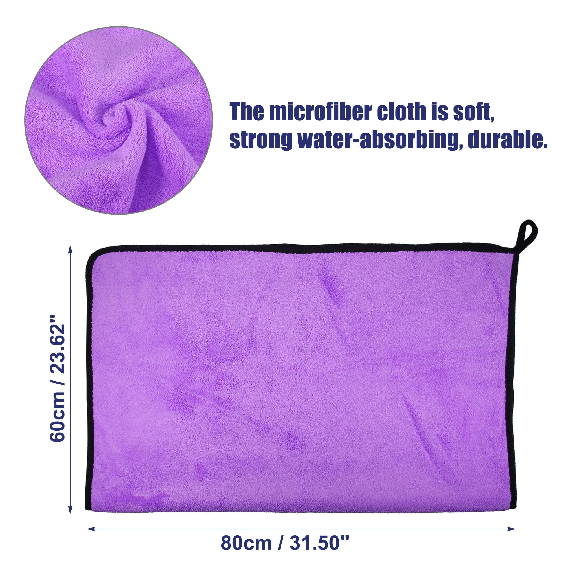 Grey Purple 80 x 60cm Microfibre Car Drying Towel Extra Large Car Cleaning Super Absorbent Car Drying Cloth Dryer 2pcs