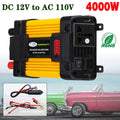 4000W Power Inverter DC12V to AC110V Sine Wave Convert with 2 USB Ports 1 Sockets for Camp Home