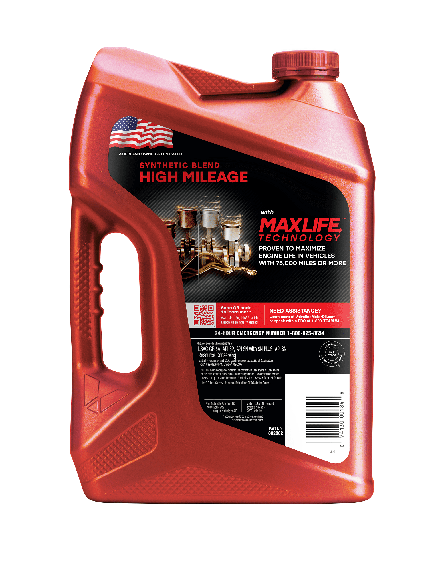Valvoline High Mileage with MaxLife Technology SAE 5W-30 Synthetic Blend Motor Oil 5 QT