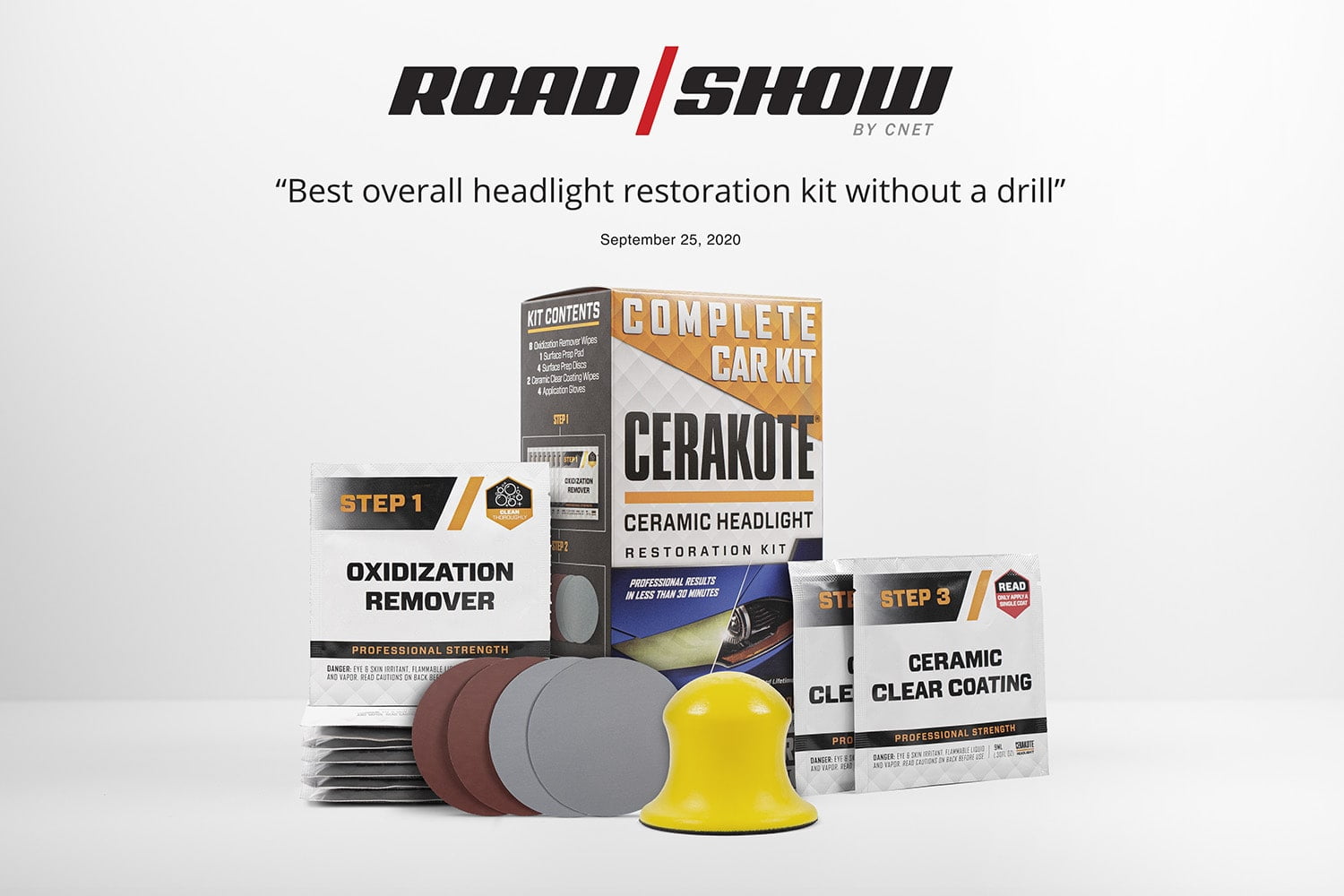 Cerakote Ceramics Headlight Restoration Kit - Last as Long as You Own Your Vehicle - Brings Headlights back to Like New Condition - 3 Easy Steps - No Power Tools Required