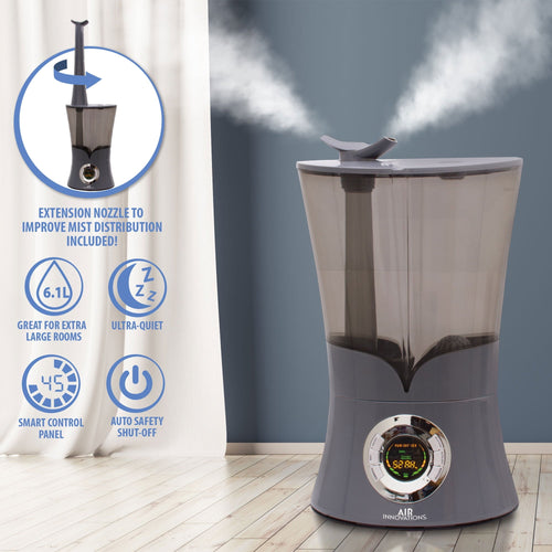 Air Innovations 700sq ft Ultrasonic Cool Mist Top Fill Humidifier, Platinum