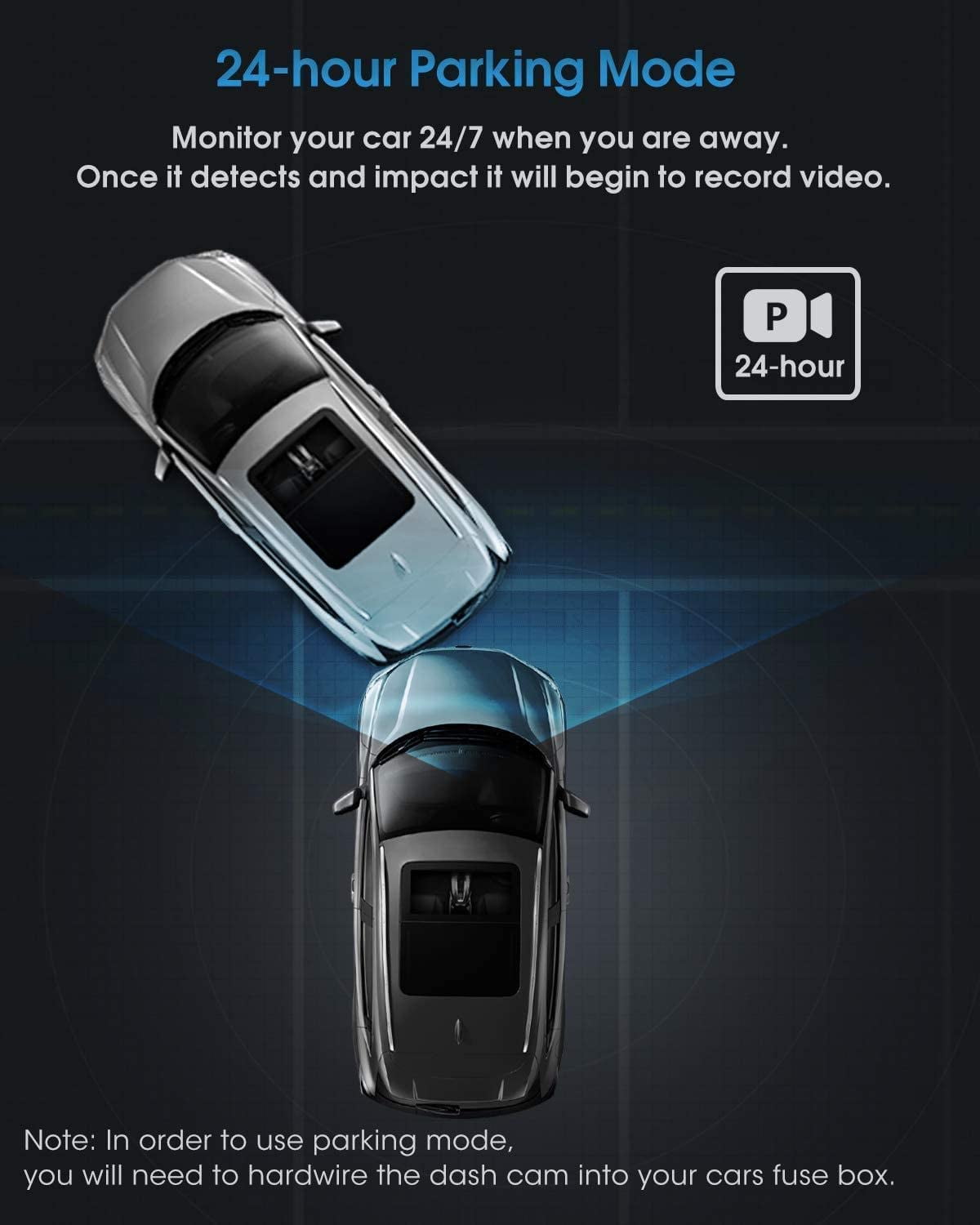 Abask J05 Dashcam Front and Inside Dual 1080P FHD - Angle 170°/140° With Night Vision,Parking Mode,G-Sensor,Loop Recording,WDR - With 32GB Card