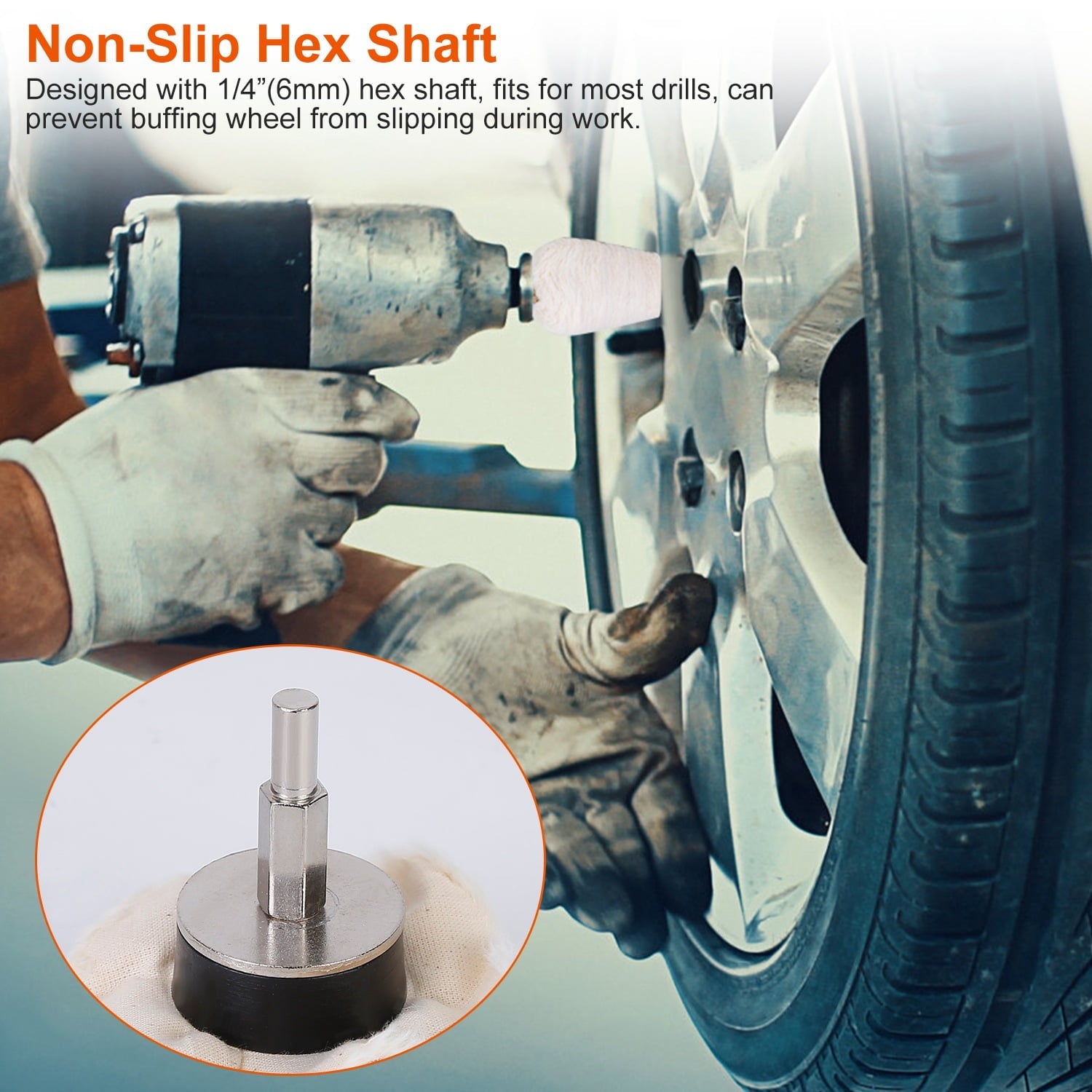 iMountek 7Pcs Polishing Pads Car Buffing Wheels Motorcycle Polishing Disc Ball Mop Wheel Drill Kit with 1/4" Hex Shaft for Manifold Aluminum Chrome