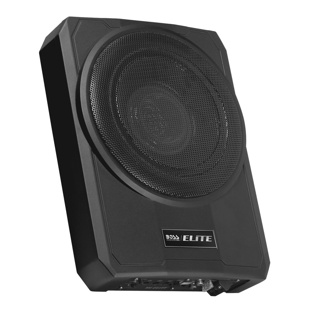 BOSS Audio Systems SLIM10 Elite Series 10 Inch Powered Car Audio Subwoofer - Low Profile, Remote Subwoofer Control, Built In Amplifier, Under Seat, For Truck, Hook Up To Amplifier