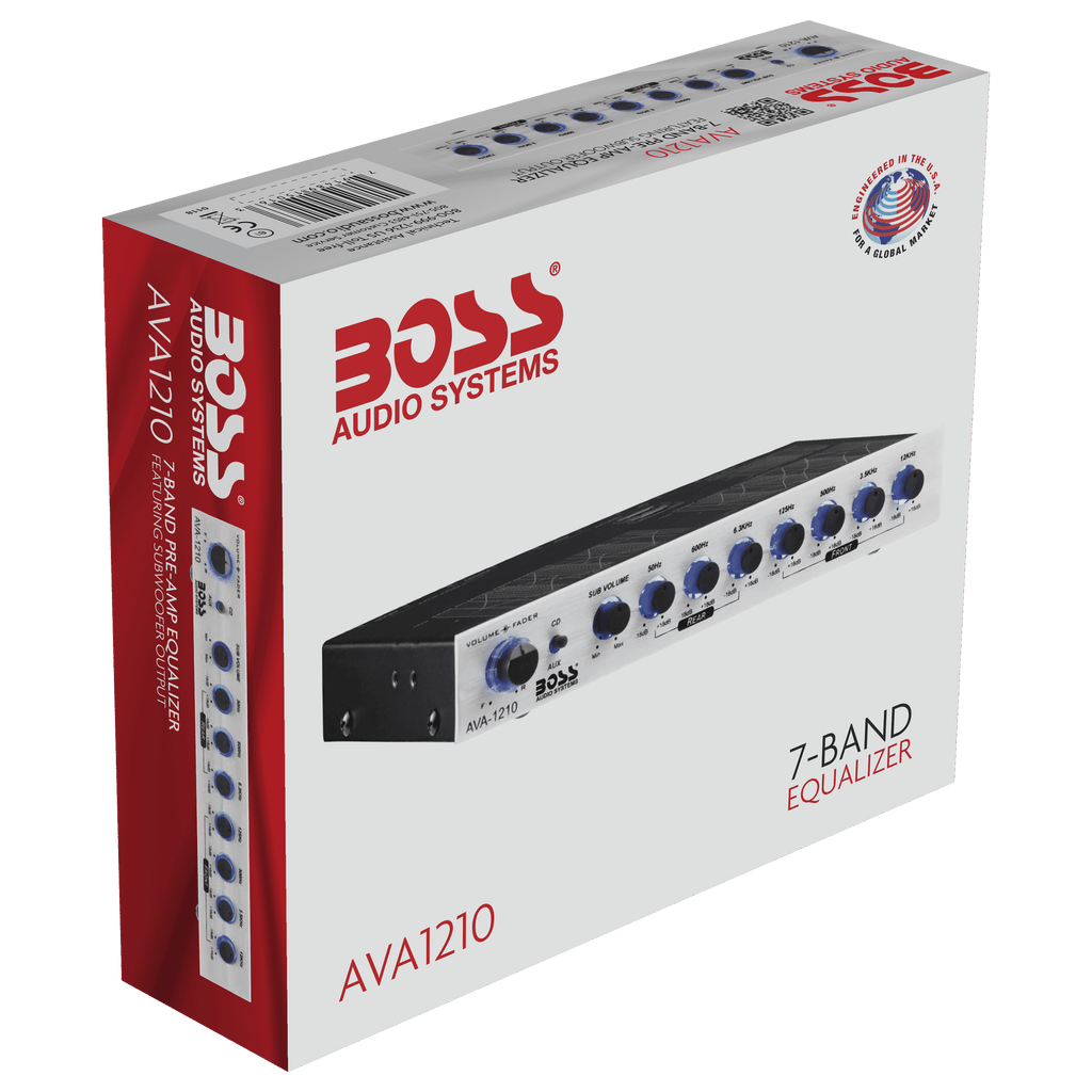BOSS Audio Systems AVA1210 Car Audio Equalizer 7 Band Pre-Amp With Gold-Plated Front/Rear and Subwoofer Outputs, DPS Processor