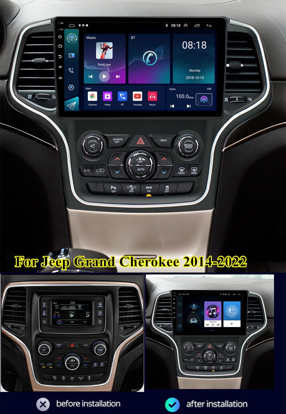 EUBUY Car Radio Stereo| For Jeep Grand Cherokee 2014-2022 Android 13.0 Car Carplay Radio GPS Navi Stereo 32GB