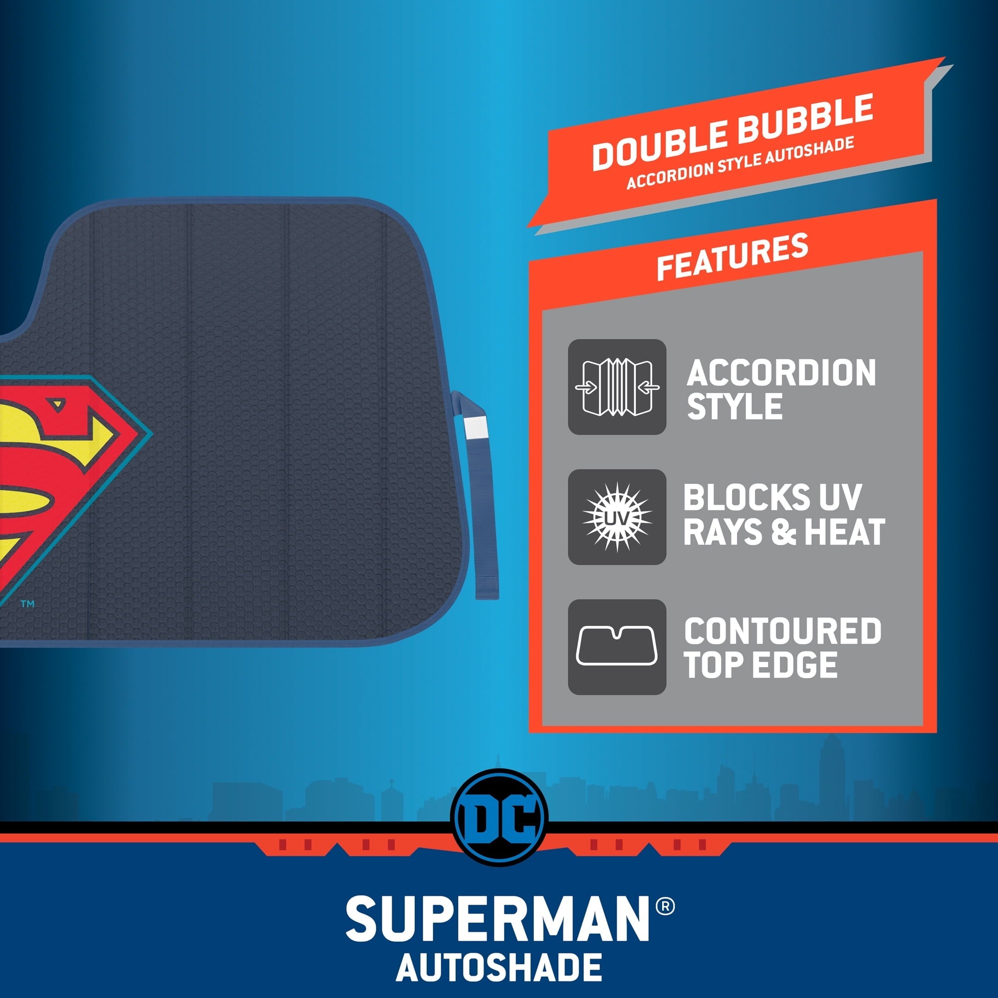 BDK New Superman 2022 Blue Windshield Sunshade Auto Shade for Car Truck & SUV