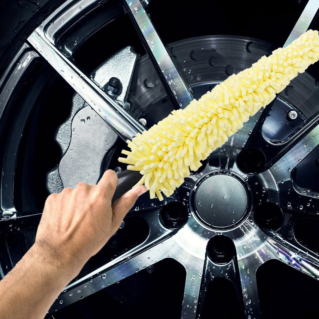 Fnochy Car Essential Microfiber Wheel And Rim Brush For Car Trunk Motorcycle Bike Car Tire Engine Wash Tool Detail Cleaner