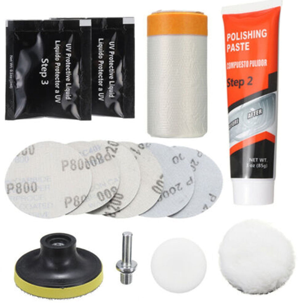 Time and Tru Headlight Preparation Set, headlight Restoration Kit for Car and Motorcycle, Headlight Polishing, scratch Removal, restoration Coating, car Cleaning and Maintenance