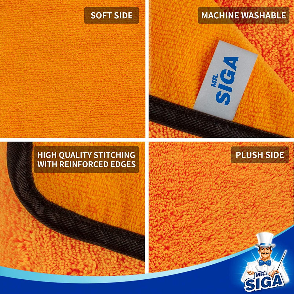 MR.Siga Premium Microfiber Clothes for Household Cleaning, Car Washing Towels, 15.7 x 23.6 inch, 3 Pack
