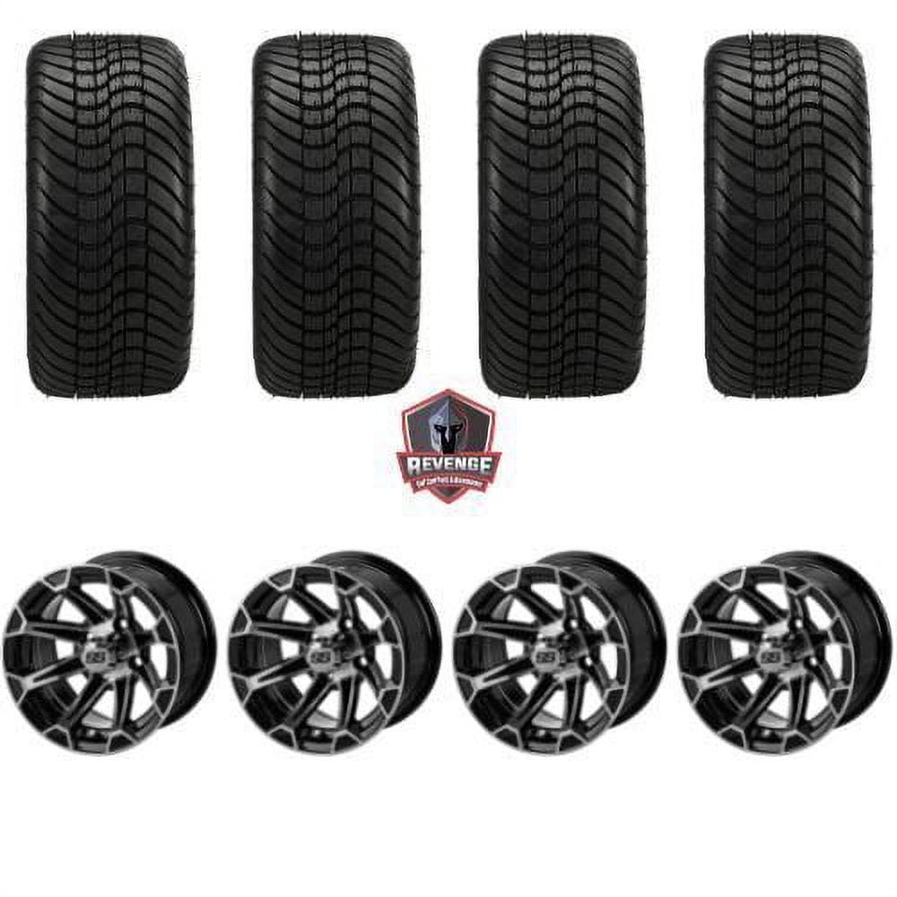 12" Viking Machined Black Golf Cart Wheels and Tires Combo (215/35-12) Set of 4
