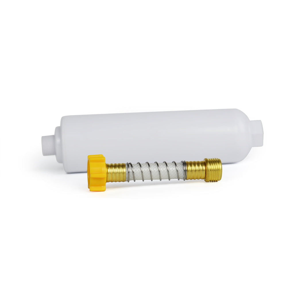 Great Value RV Water Filter 1 Pack for RV/Marine/Camping/Garden/Bathtub Use, With Flexible Hose, F200, Activated Carbon Block, White
