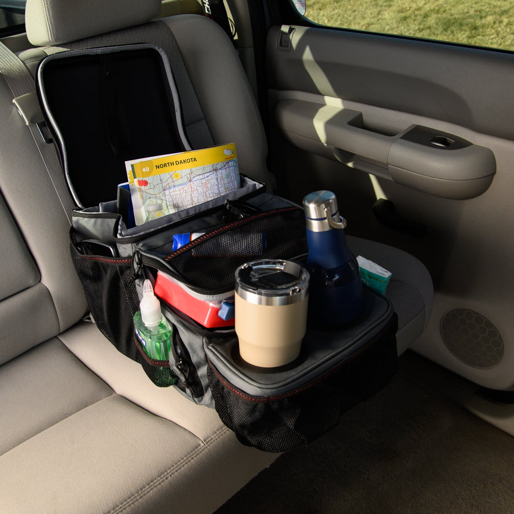 Auto Drive Backseat Organizer with Cup Holders and Storage, Black