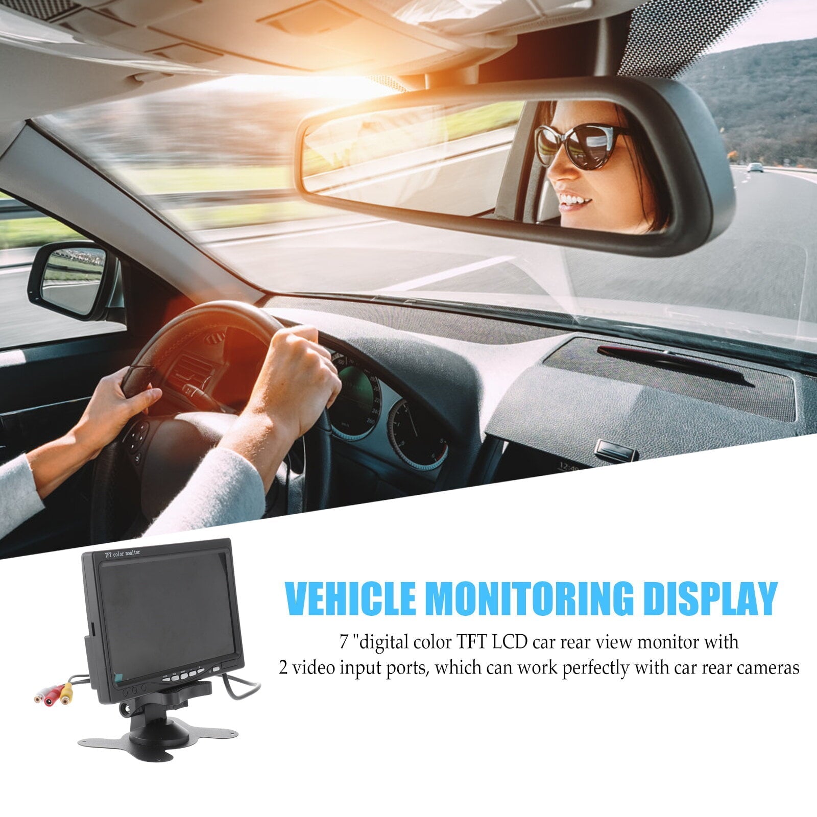 7" TFT LCD Backlight Color Mirror Monitor for Car Reverse Rear View Backup Camera Car DVD Serveillance Camera (Black)
