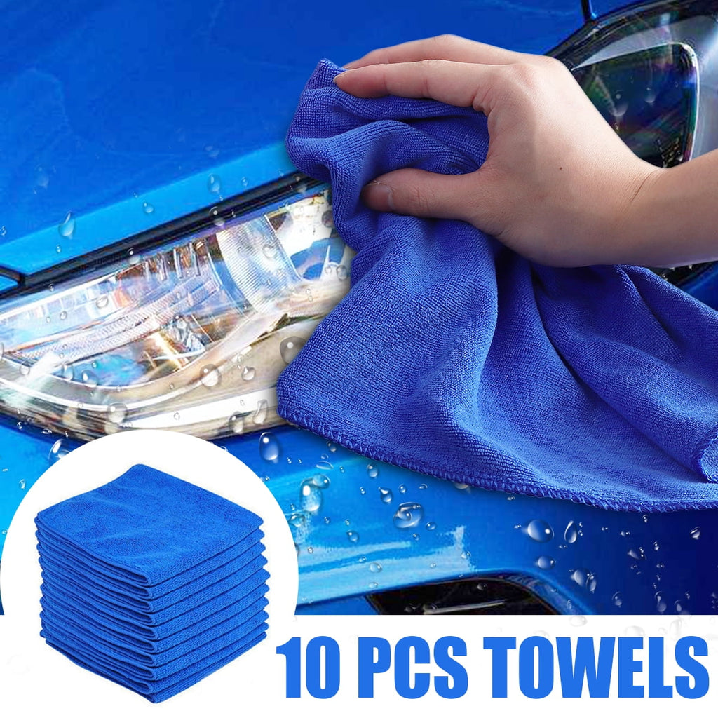 10pcs Microfiber Cleaning Cloth No-Scratch Rag Car Polishing Detailing Towel  for Auto Shops Mechanics ,And Car Wash,