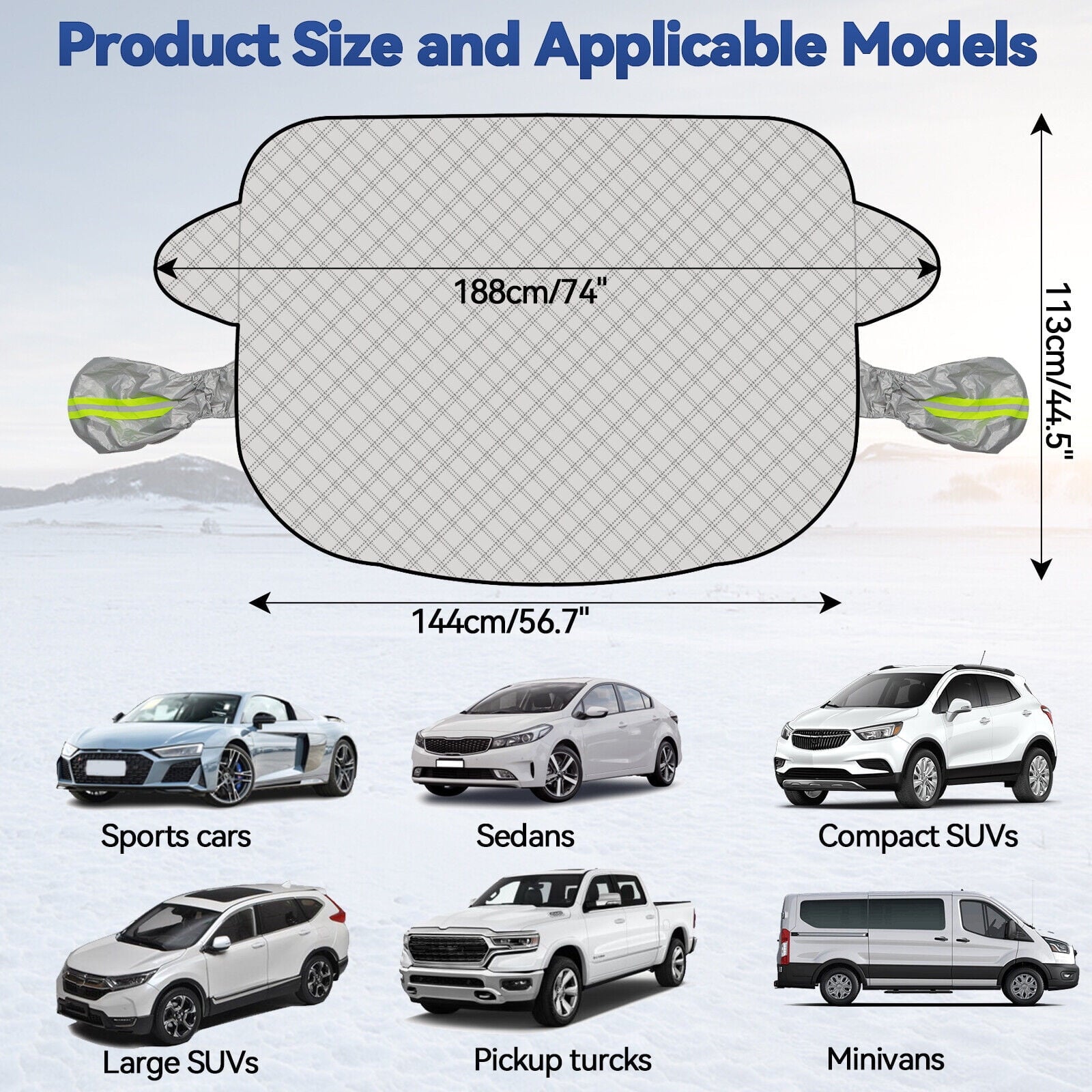 XUKEY Mutifunction Car Windshield Snow Cover Winter Ice Frost Freeze Sun Rain Protector Universal