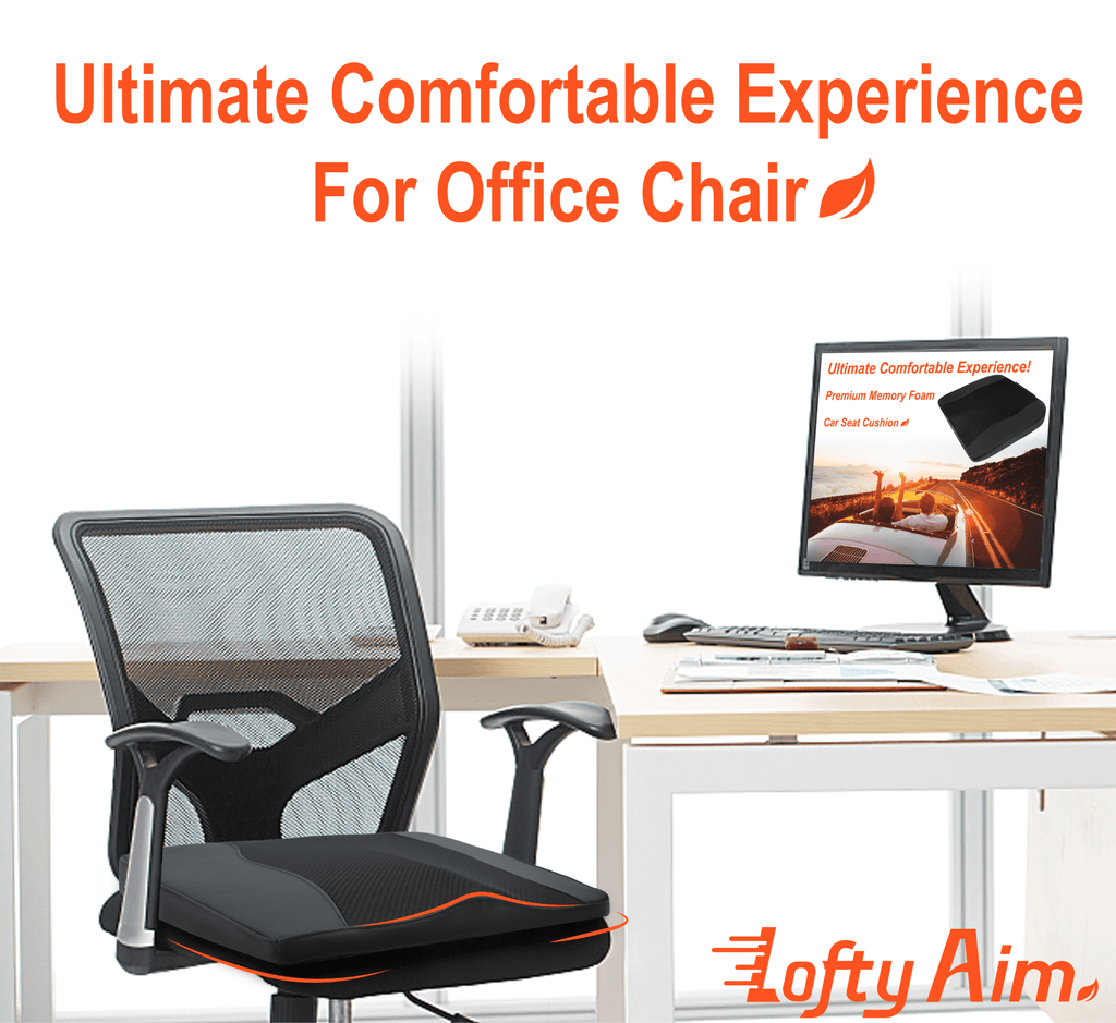 Lofty Aim Car Seat Cushion, Comfort Memory Foam Car Cushions for Driving - Sciatica & Lower Back Pain Relief, Seat Cushion for Car Seat Driver, Office Chair, Wheelchair (Black)